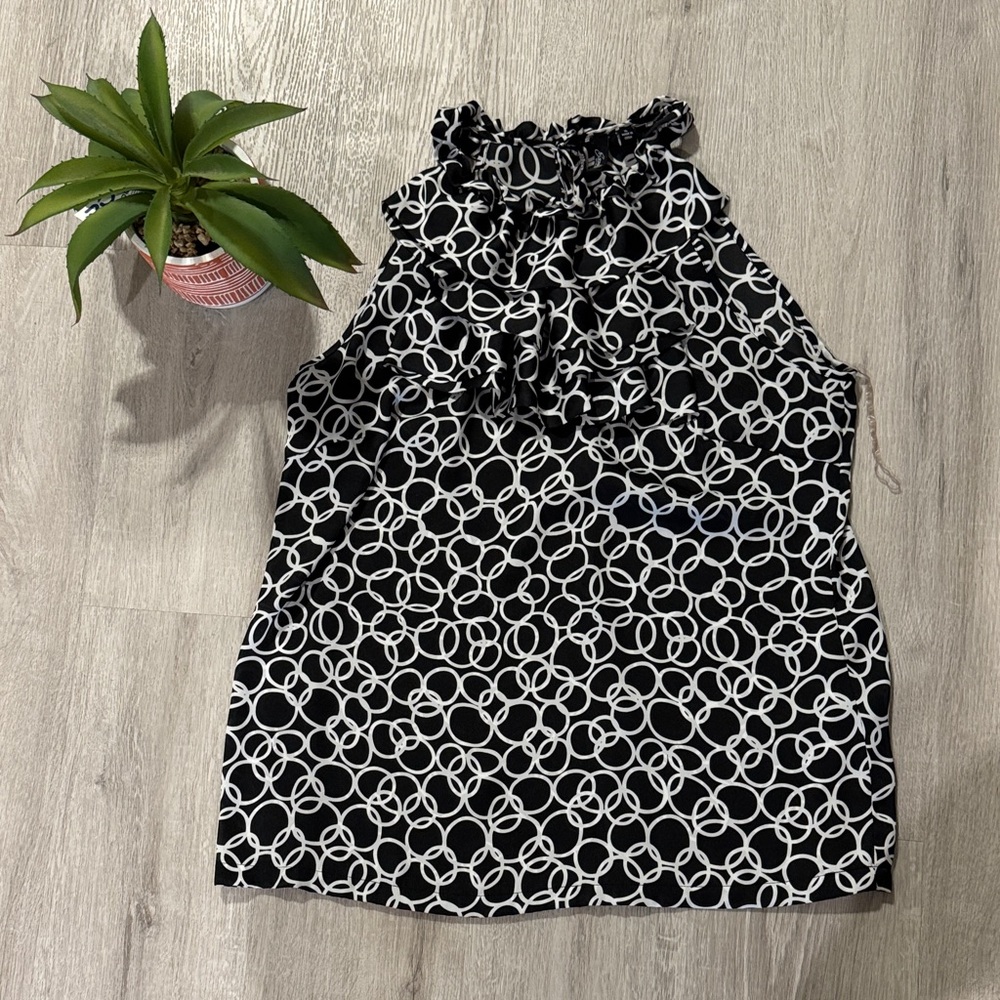 Essentials Black and White Patterned Blouse